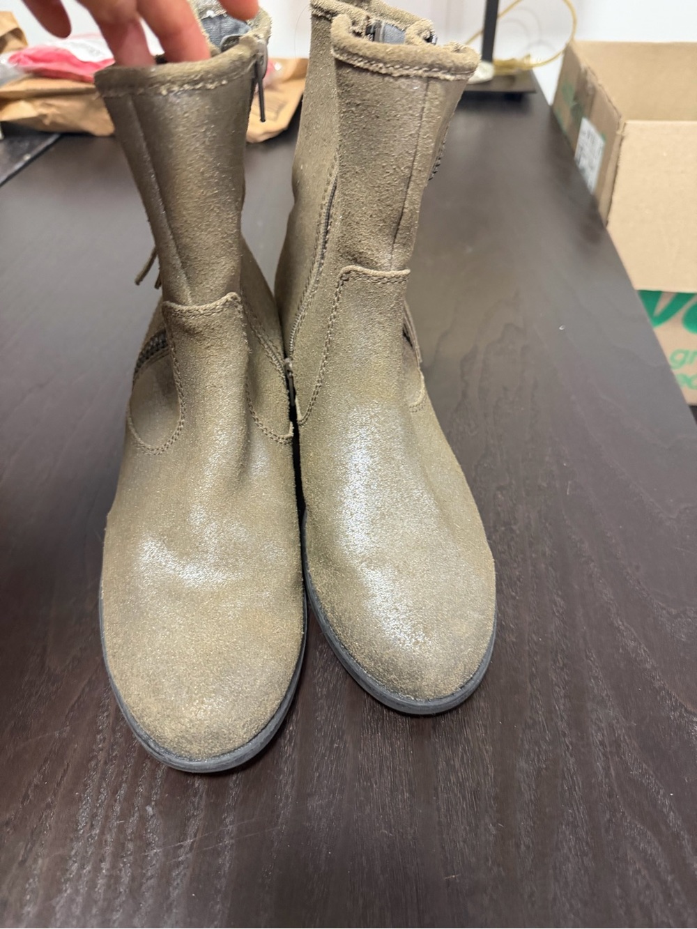 Clark Olive Green Suede Ankle Boots